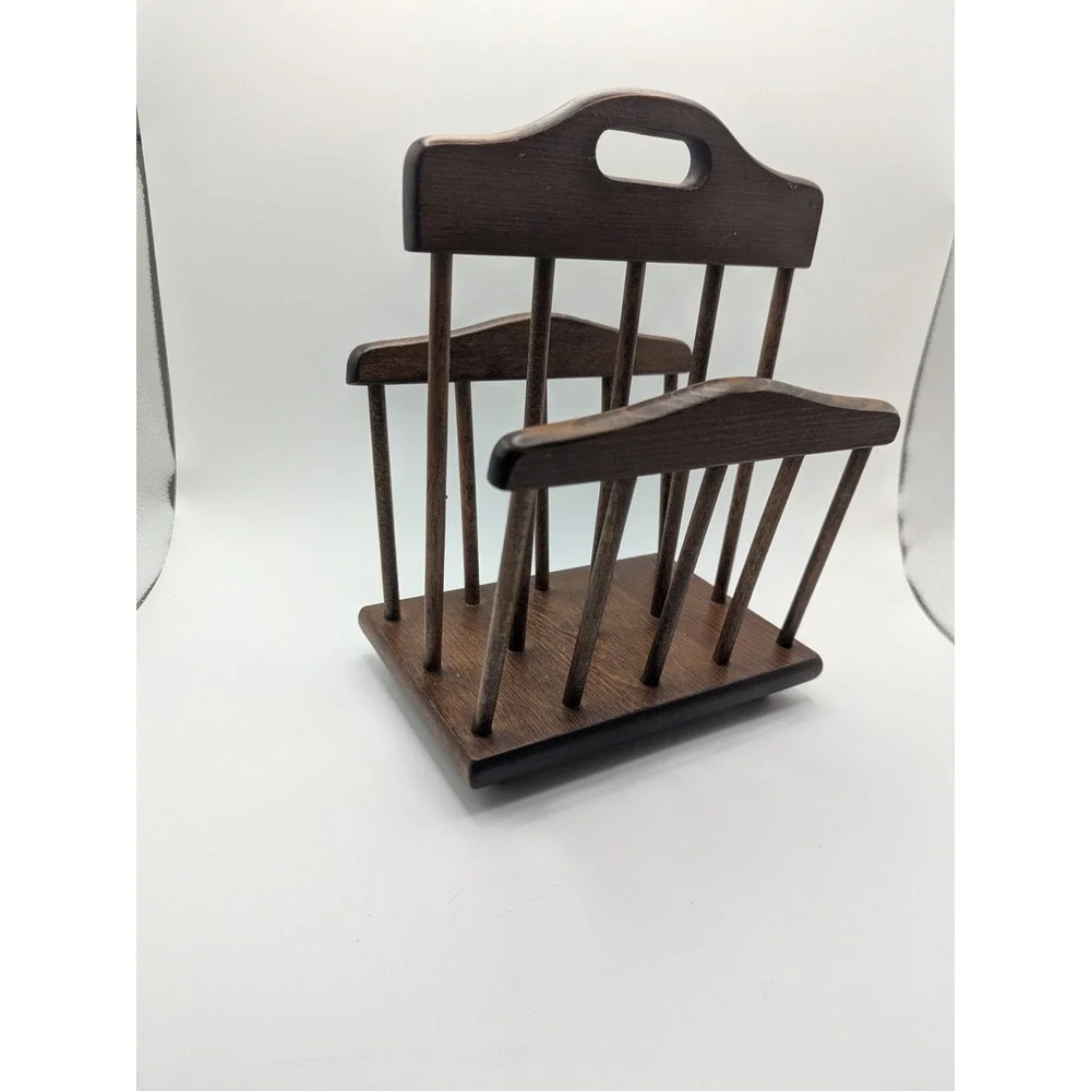 Vintage‎ Spindle Wooden Napkin Holder Double Sided 8x6.5